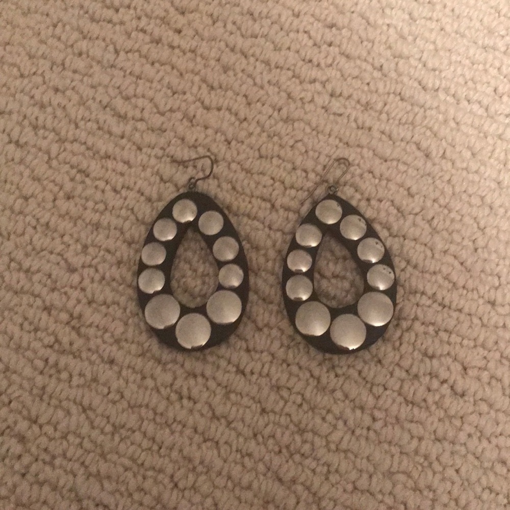 Super cute wood and silver earrings